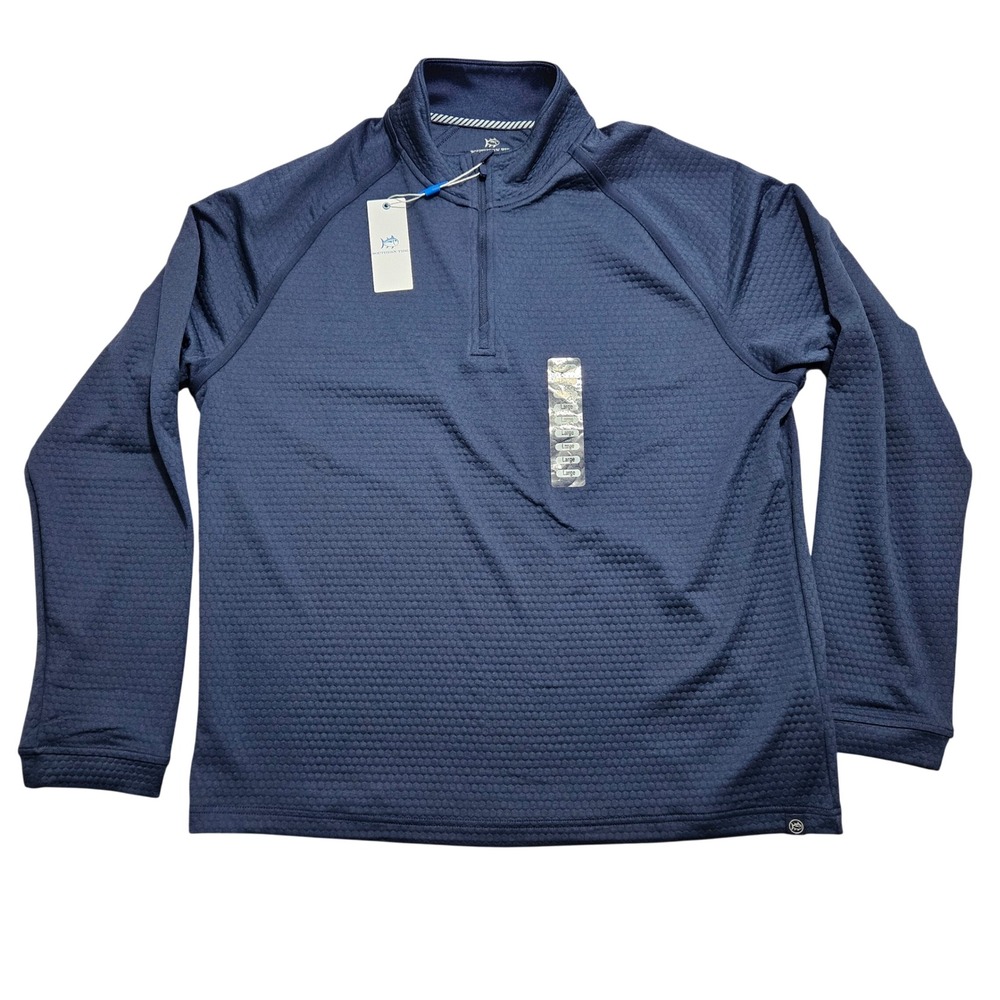 Southern Tide Mens Scuttle Quarter Zip Pullover Heather True Navy Blue Large NEW